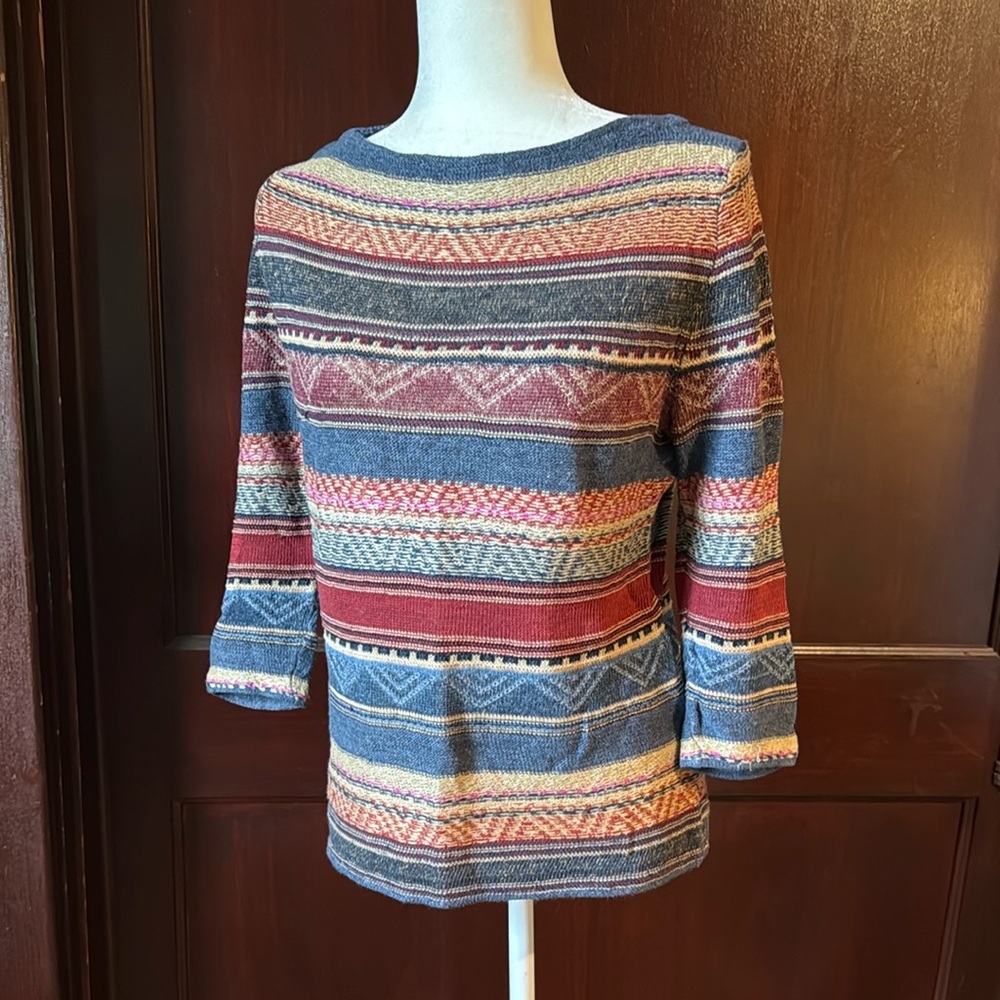 Ralph Lauren Linen Blend Striped Knit Sweater
